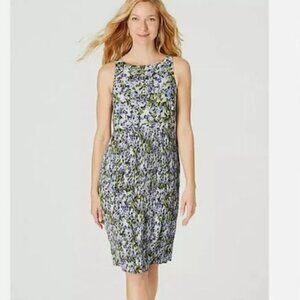 J Jill Granite Water Floral Accordion Pleated Dress Womens Large New with Tags